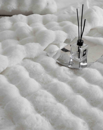 Lenjerie pat dublu, ExtraPufoasa, din Blanita artificiala de Iepure, 6 piese - Alb [3]