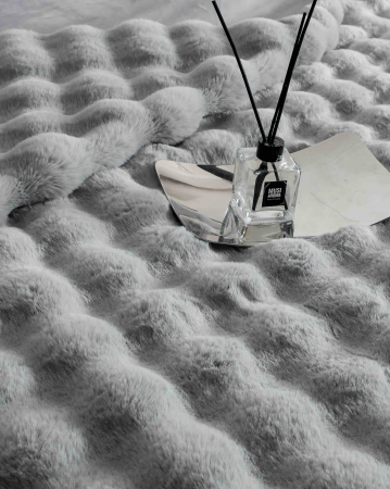 Lenjerie pat dublu, ExtraPufoasa, din Blanita artificiala de Iepure, 6 piese - Gri Deschis [4]