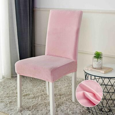 Huse Scaun Catifea - Set 6 Huse Scaune Catifea Uni- Roz Pudrat