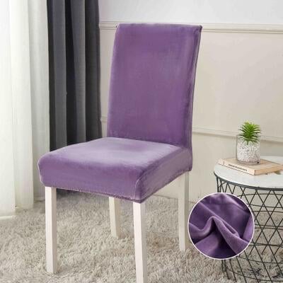 Huse Scaun Catifea - Set 6 Huse Scaune Catifea Uni- Lavanda