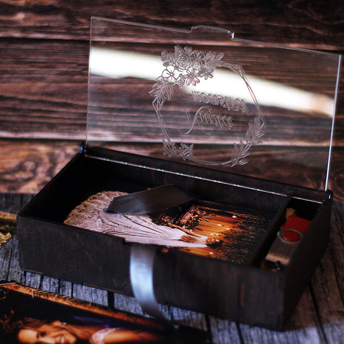 Cutie din lemn pentru fotografii 10 x 13 cm, cu capac plexiglas transparent [2]