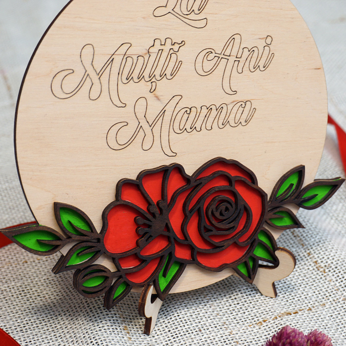 Decoratiune rotunda de 8 martie cu mesaj personalizat - mesteacan [2]