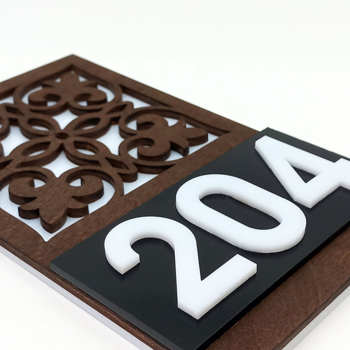 Placuta indicator pentru camera din lemn si plexiglas - Floral [3]