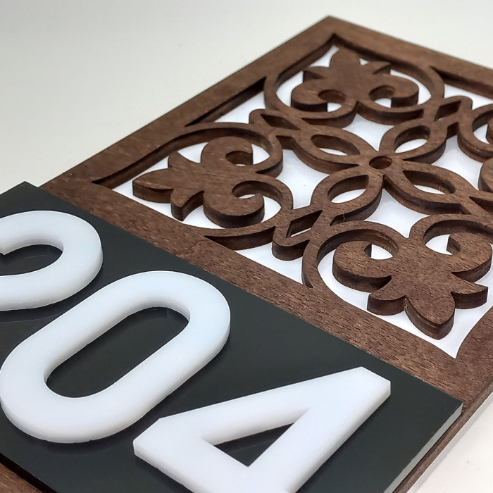 Placuta indicator pentru camera din lemn si plexiglas - Floral [2]