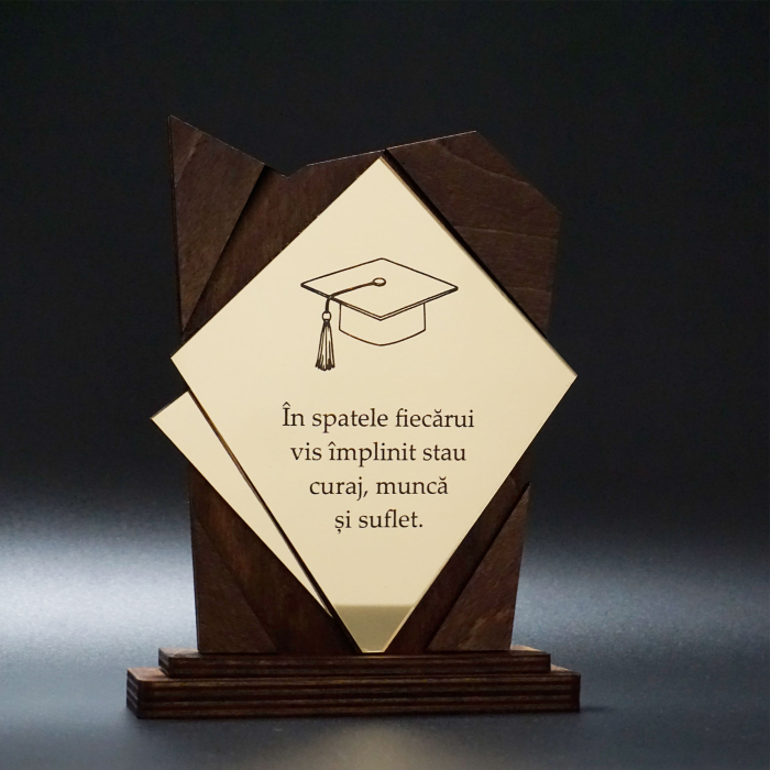 Trofeu Personalizat din Lemn și Plexiglas Auriu | Cadou Premium [2]