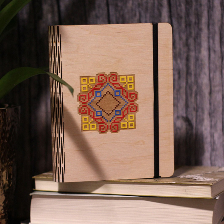 Agende din lemn - Agendă din lemn A6, motive traditionale, pictate manual - v5