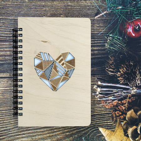 Agende din lemn - Agendă din lemn A6 spiralata, inima