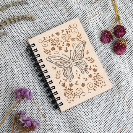 Agende din lemn - Agendă mini din lemn, fluture