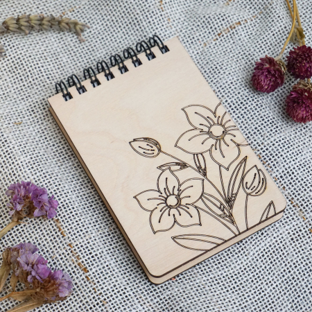 Agende din lemn - Agendă mini din lemn, foral - V1