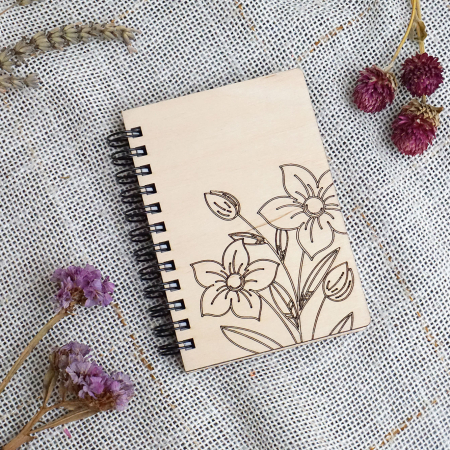 Agende din lemn - Agendă mini din lemn, foral - V2