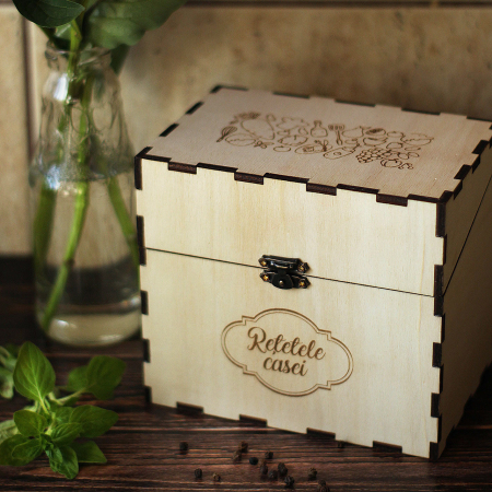 Cadouri personalizate - Cutie din lemn pentru retete