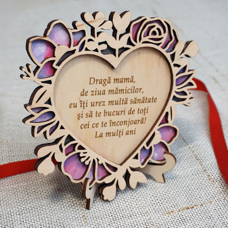 Martisoare - 8 Martie - Decoratiune inima de 8 martie cu mesaj personalizat