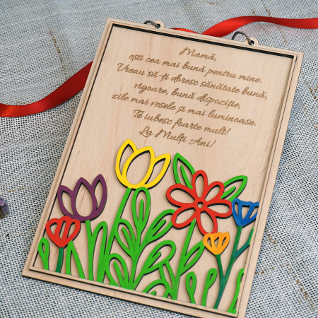 Martisoare - 8 Martie - Decoratiune tablou cu flori colorate