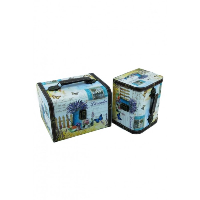 2 cutii Double Coffer pentru depozitare bijuterii sau obiecte pretioase,dimensiuni diferite,materiale de calitate,design cu flor [4]