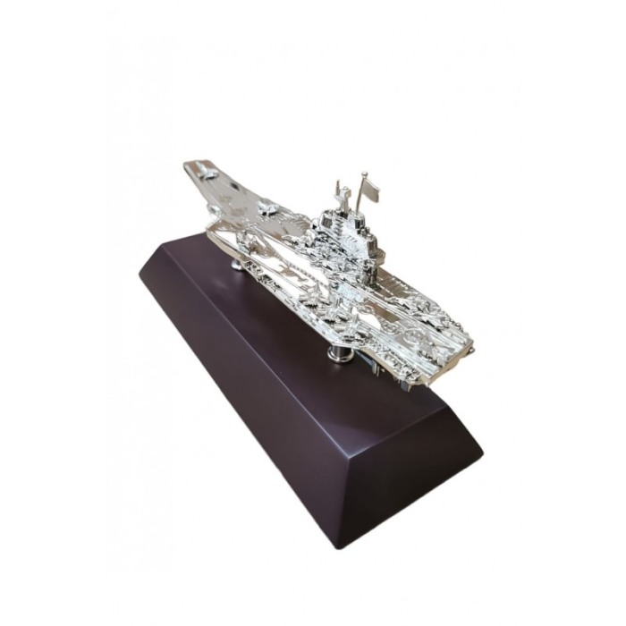 Accesoriu decorativ Metal Desk Battleship, tip macheta nava de lupta, din lemn masiv si otel, 21x8 cm [4]