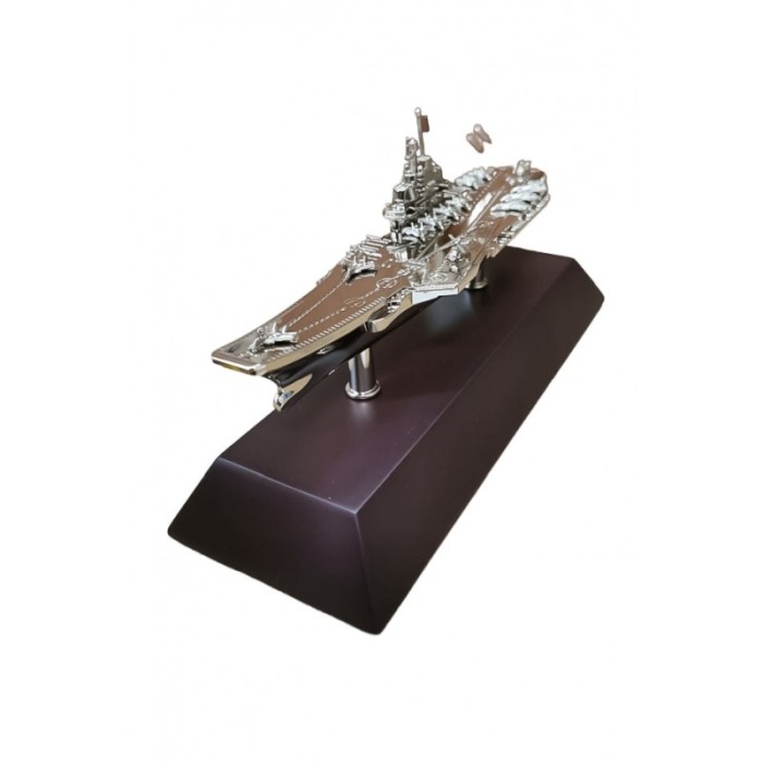 Accesoriu decorativ Metal Desk Battleship, tip macheta nava de lupta, din lemn masiv si otel, 21x8 cm [3]