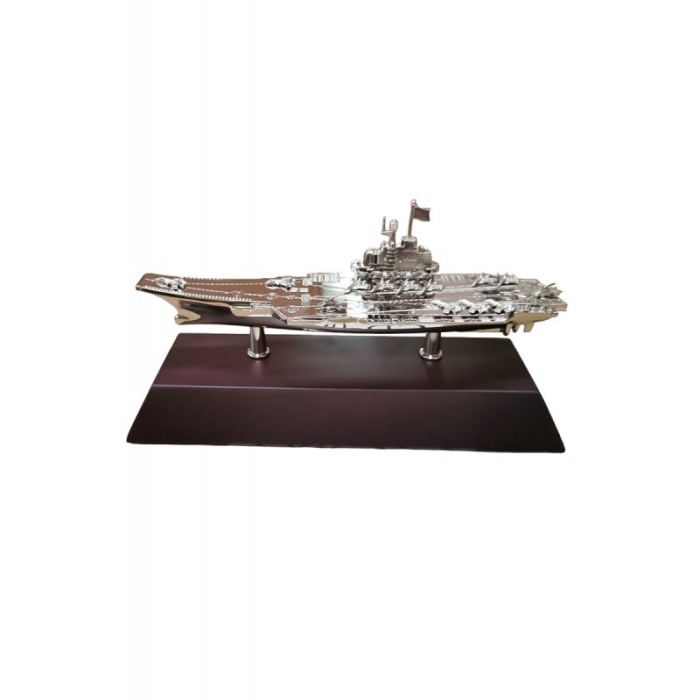Accesoriu decorativ Metal Desk Battleship, tip macheta nava de lupta, din lemn masiv si otel, 21x8 cm [2]