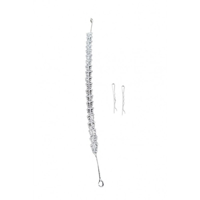 Accesoriu pentru par Simplicito, tip diadema, de mireasa, nasa, majorat, 26x1 cm, argintie, cristale acrilice, Doty®️ [2]