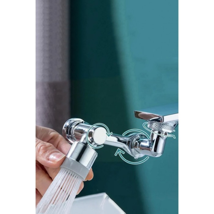 Adaptor apa baterie universal Splash Head, rotativ pivotant in orice directie, functie economizo, argintiu, Doty [7]