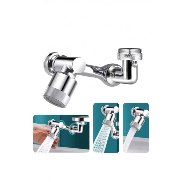 Adaptor apa baterie universal Splash Head, rotativ pivotant in orice directie, functie economizo, argintiu, Doty [3]