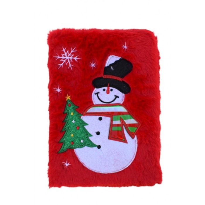 Agenda cadou cu tematica ChristmasGift Doty®, husa imblanita rosie, placuta la atingere, cu imaginea lui unui om de zapada [1]