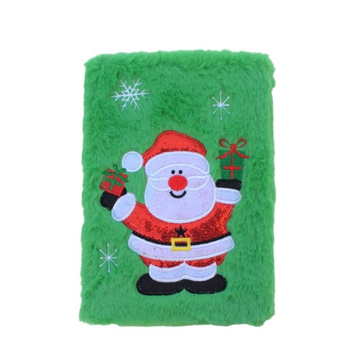 Agenda cadou cu tematica ChristmasGift Doty®, husa imblanita verde, placuta la atingere, cu imaginea lui Mos Craciun [1]