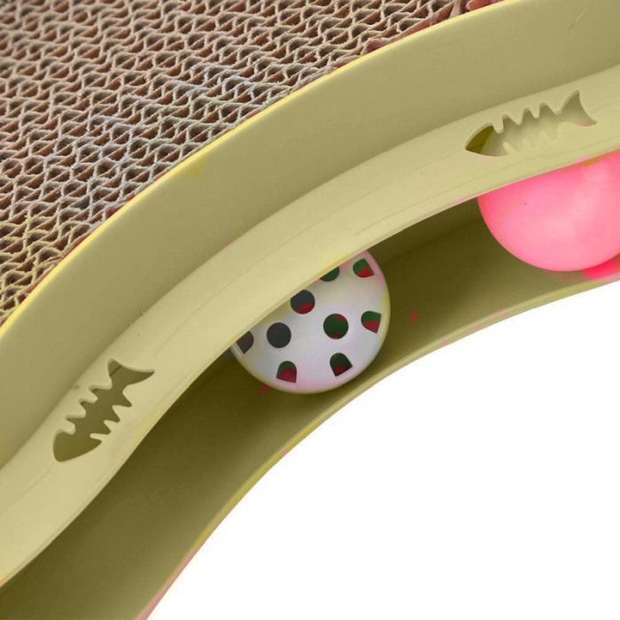 Ansamblu de joaca pentru pisici, cu soricel, 3 bilute si zona de facut ghearele, 45 cm, Doty [2]