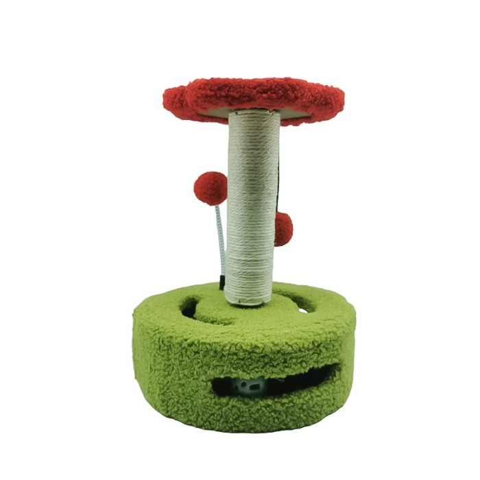 Ansamblu de joaca pentru pisici PawPlay, tip turn, cu sisal, 26x34 cm, cu jucarie, verde/rosu, Doty®️ [4]