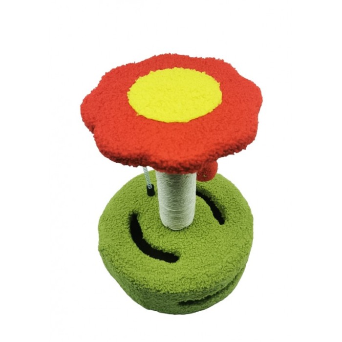 Ansamblu de joaca pentru pisici PawPlay, tip turn, cu sisal, 26x34 cm, cu jucarie, verde/rosu, Doty®️ [3]