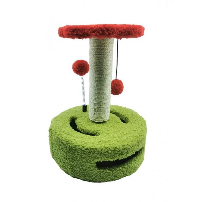 Ansamblu de joaca pentru pisici PawPlay, tip turn, cu sisal, 26x34 cm, cu jucarie, verde/rosu, Doty®️ [2]