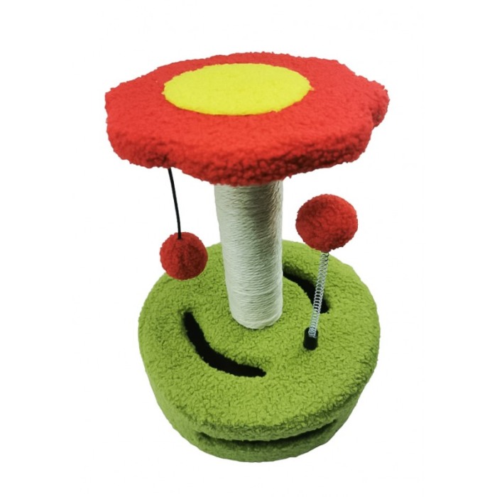 Ansamblu de joaca pentru pisici PawPlay, tip turn, cu sisal, 26x34 cm, cu jucarie, verde/rosu, Doty®️ [5]