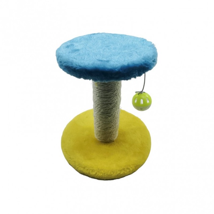 Ansamblu de joaca pentru pisici, tip turn, cu sisal, 21x18 cm, cu jucarie, galben/albastru, Doty®️ [5]