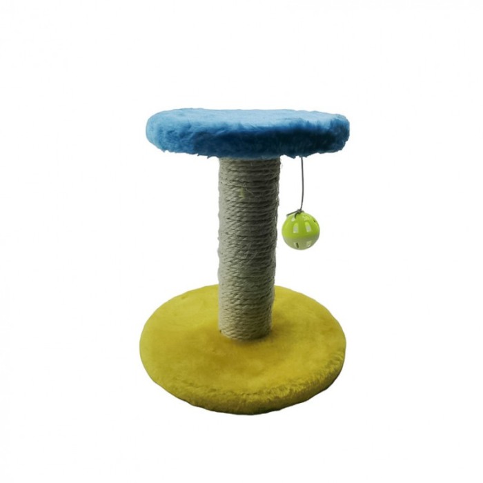 Ansamblu de joaca pentru pisici, tip turn, cu sisal, 21x18 cm, cu jucarie, galben/albastru, Doty®️ [4]