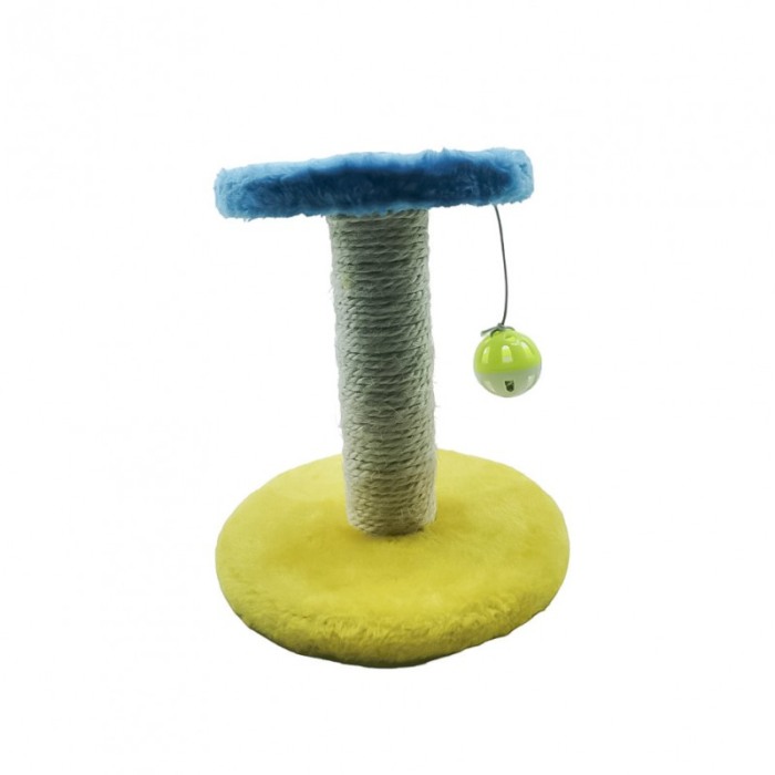 Ansamblu de joaca pentru pisici, tip turn, cu sisal, 21x18 cm, cu jucarie, galben/albastru, Doty®️ [2]