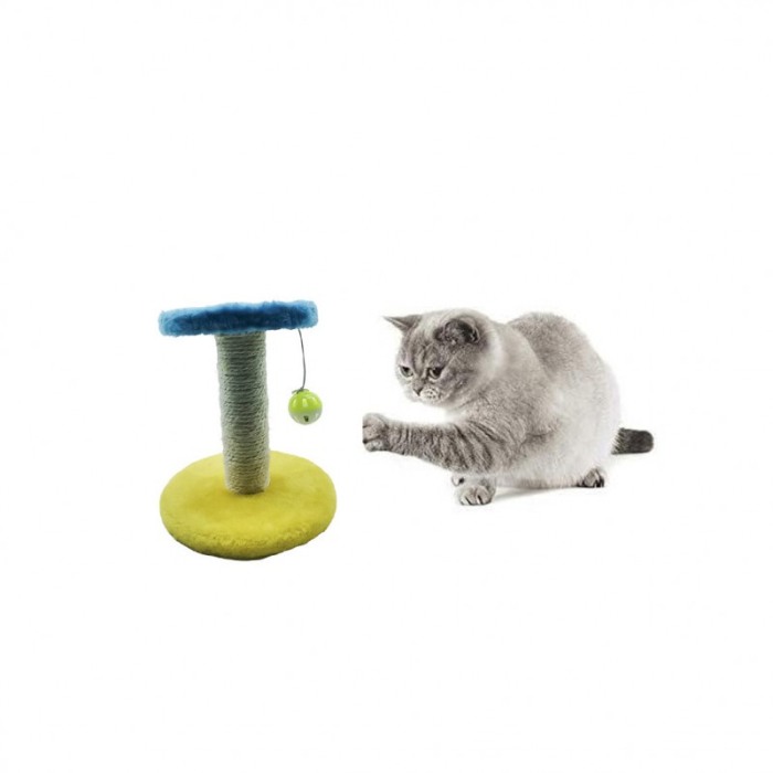 Ansamblu de joaca pentru pisici, tip turn, cu sisal, 21x18 cm, cu jucarie, galben/albastru, Doty®️ [1]
