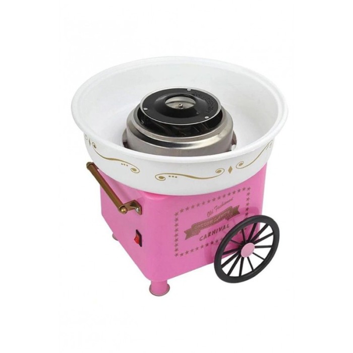 Aparat de facut vata pe bat PinkCandy Maker, 450W, cu dozator pentru zahar si 10 bete din bambus, roz [5]