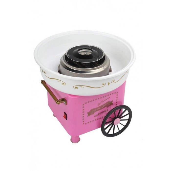 Aparat de facut vata pe bat PinkCandy Maker, 450W, cu dozator pentru zahar si 10 bete din bambus, roz [3]
