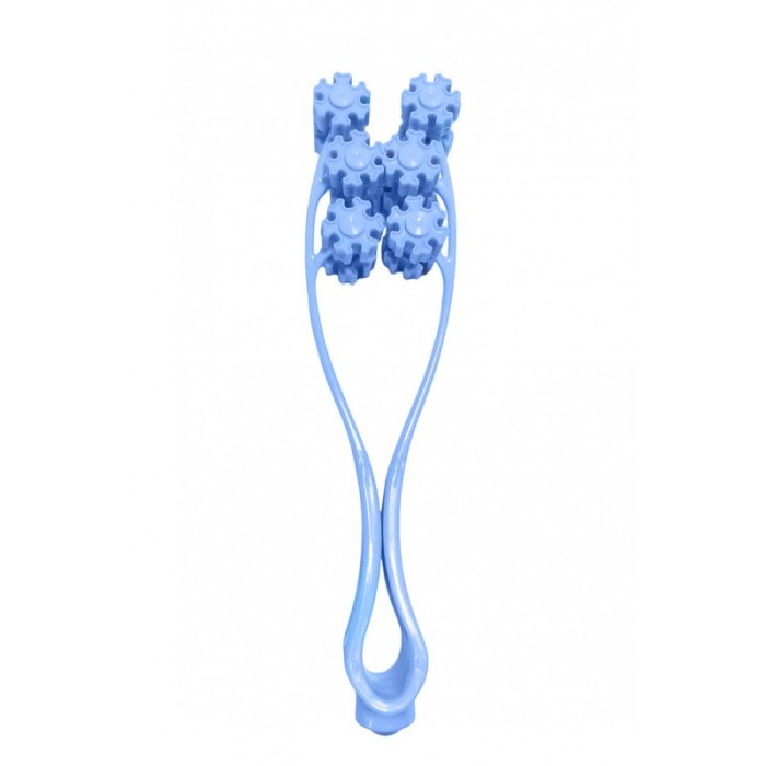 Aparat de masaj facial RollerV, pentru gat, fata si maini, manual, 12 role mobile, silicon moale, 24x6 cm, baby blue, Doty®️ [2]