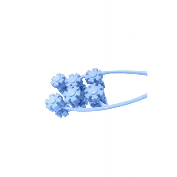 Aparat de masaj facial RollerV, pentru gat, fata si maini, manual, 12 role mobile, silicon moale, 24x6 cm, baby blue, Doty®️ [5]