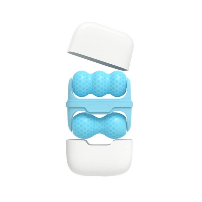 Aparat de masaj IceRejuven Doty®, facial si anticelulitic, cu 2 capete V si W, cu gheata, babyblue [1]