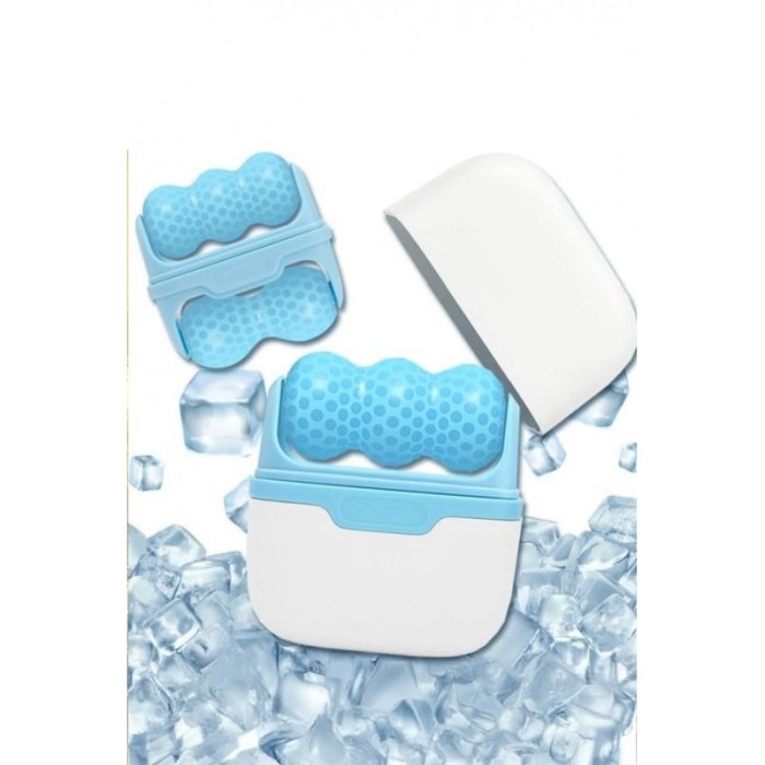 Aparat de masaj IceRejuven Doty®, facial si anticelulitic, cu 2 capete V si W, cu gheata, babyblue [6]
