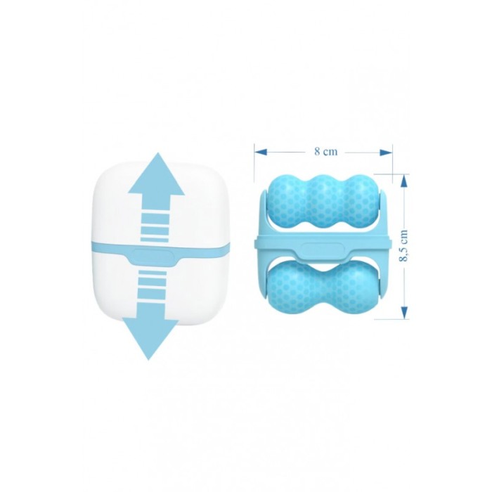 Aparat de masaj IceRejuven Doty®, facial si anticelulitic, cu 2 capete V si W, cu gheata, babyblue [7]