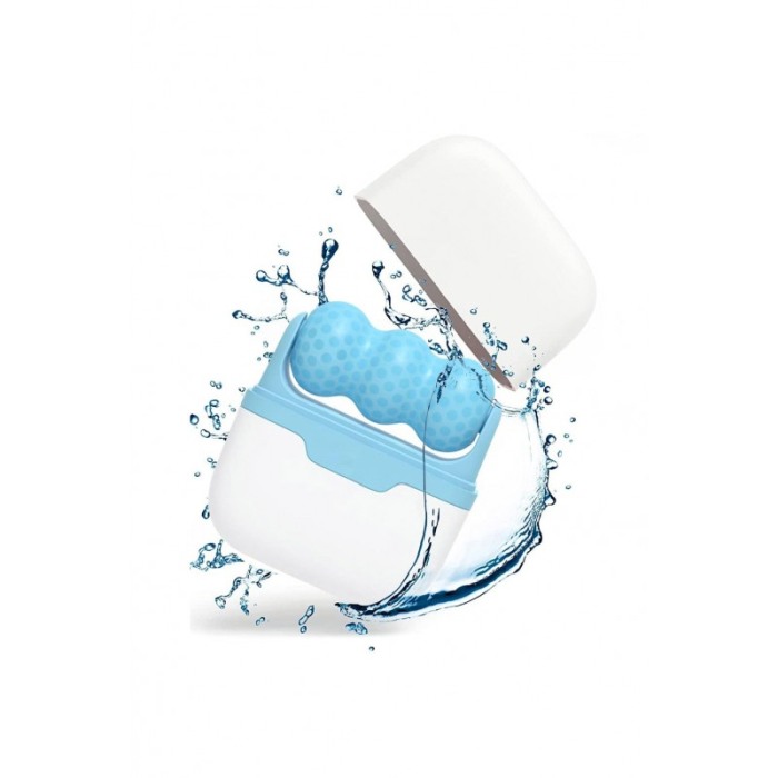 Aparat de masaj IceRejuven Doty®, facial si anticelulitic, cu 2 capete V si W, cu gheata, babyblue [8]