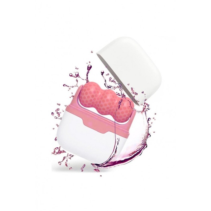 Aparat de masaj IceRejuven Doty®, facial si anticelulitic, cu 2 capete V si W, cu gheata, babypink [7]