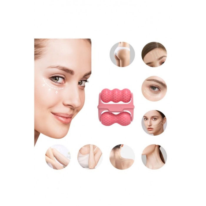 Aparat de masaj IceRejuven Doty®, facial si anticelulitic, cu 2 capete V si W, cu gheata, babypink [6]