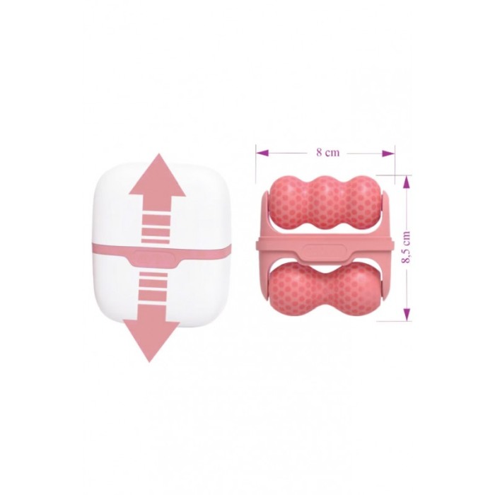 Aparat de masaj IceRejuven Doty®, facial si anticelulitic, cu 2 capete V si W, cu gheata, babypink [11]