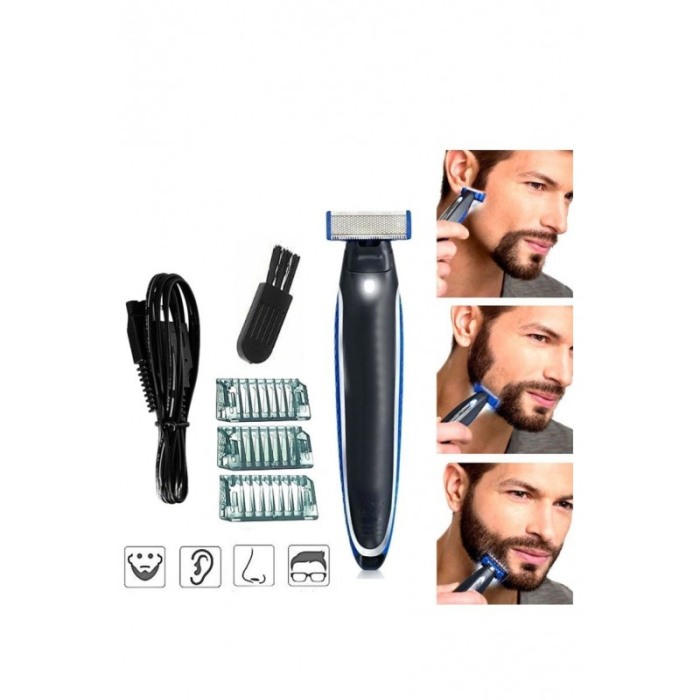 Aparat de ras electric pentru barba EdgesCut, taie, contureaza si rade cu micro precizie,otel inoxidabil, 3 capete de tuns  1 mm [5]