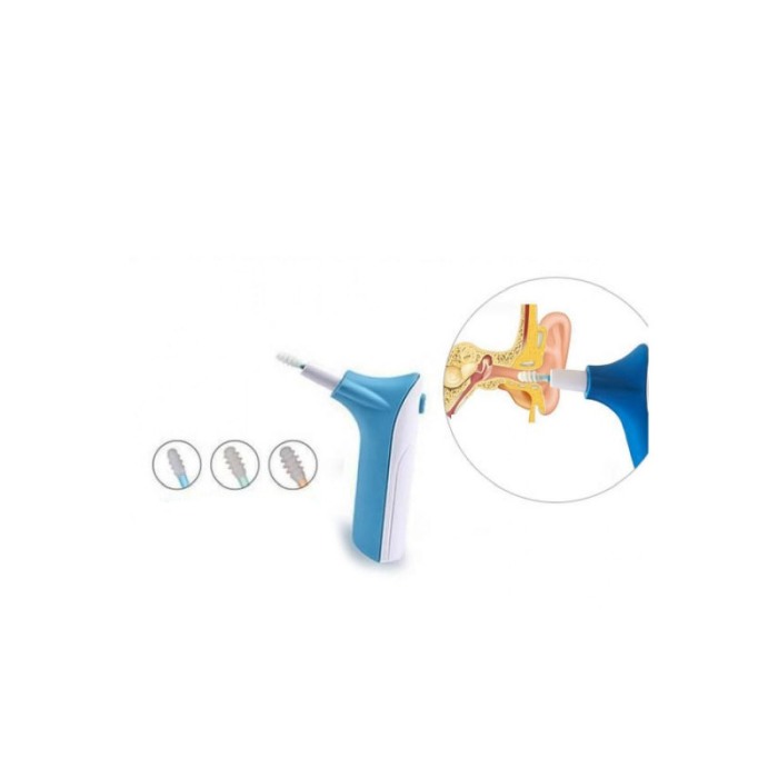 Aparat electric de curatat urechile Electric Wax, cu spirala, 3 capete incluse de dimensiuni diferite, alb/albastru [3]