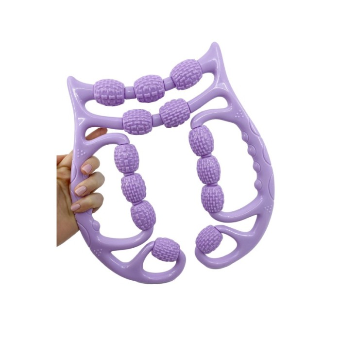 Aparat manual de masaj RollRelax Plus pentru zona cervicala si picioare, 13 role, mov, 25x24cm [3]