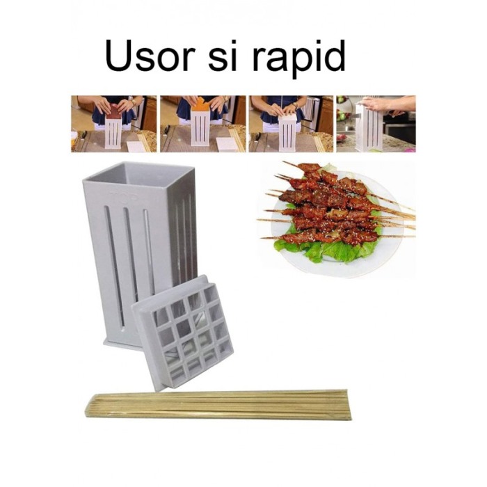 Aparat manual pentru portionat frigarui BBQTool Doty.ro®, usor de utilizat si curatat, 30 bete de bambus incluse, alb [7]